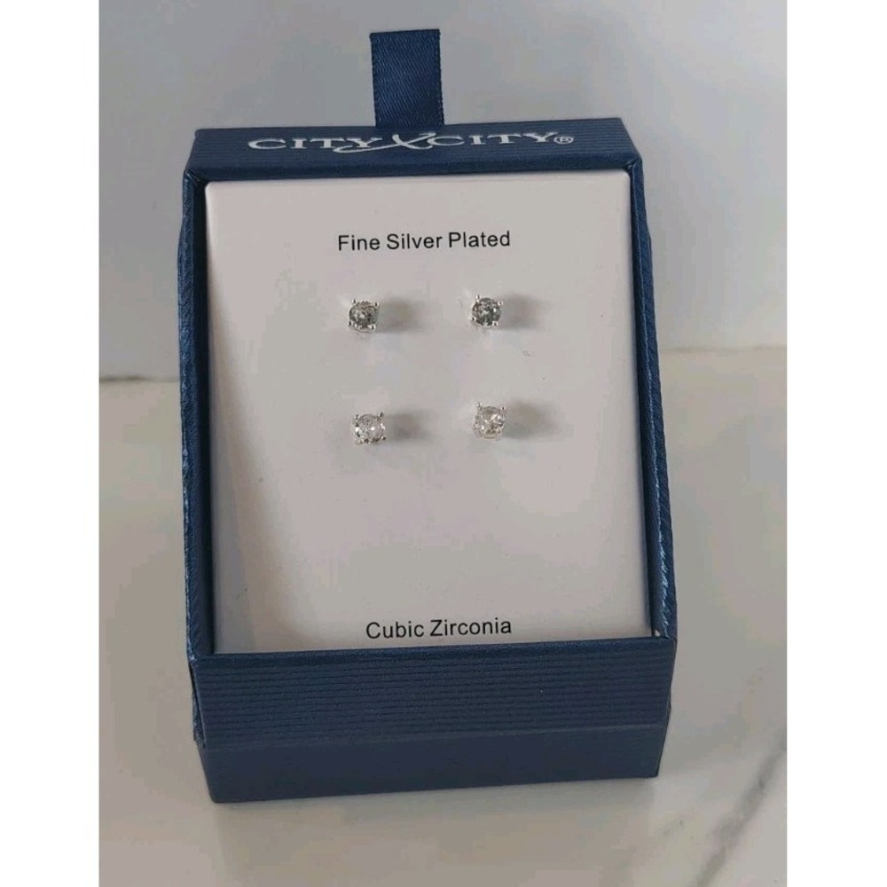 City X City Earrings Silver Plated 2 Sets